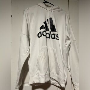 Adidas Men's Size Large Logo Pouch Pocket Pullover Hoodie - White